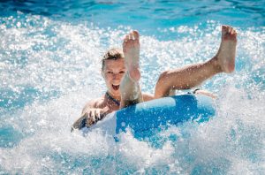 Girl takes a ride at a water park