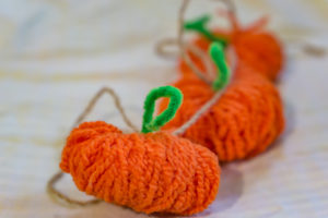 Pumpkin craft made of yarn